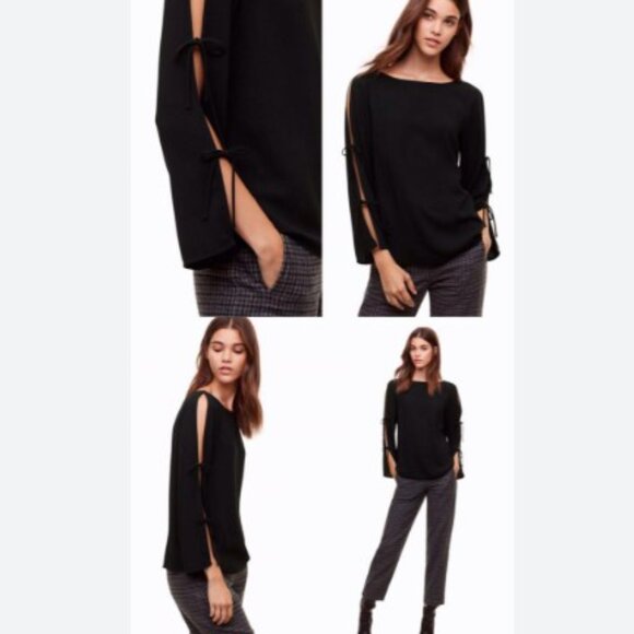 Wilfred Pozzi Long Tie-Sleeve Blouse - Black - Picture 3 of 10